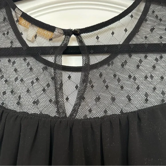 HAILEY LYN casual cocktail dress, flowy overlay embroidered flowers w/ lace top - Picture 6 of 7